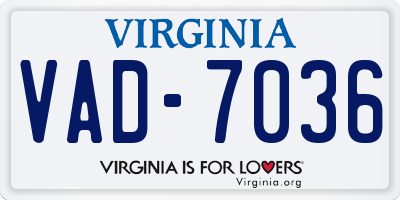 VA license plate VAD7036