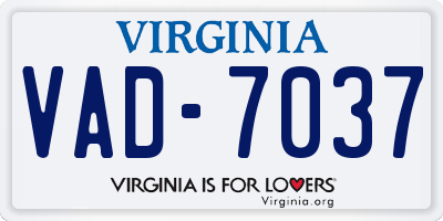 VA license plate VAD7037