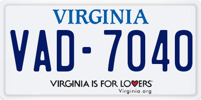 VA license plate VAD7040