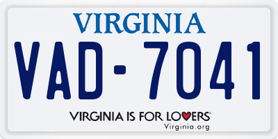 VA license plate VAD7041