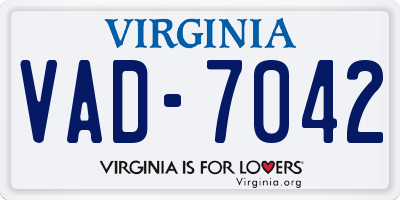 VA license plate VAD7042