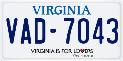 VA license plate VAD7043