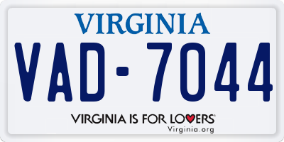 VA license plate VAD7044