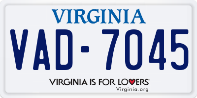 VA license plate VAD7045