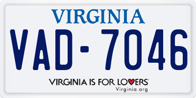 VA license plate VAD7046