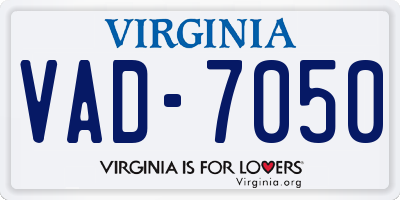 VA license plate VAD7050