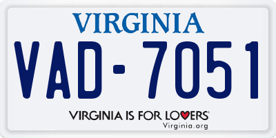 VA license plate VAD7051