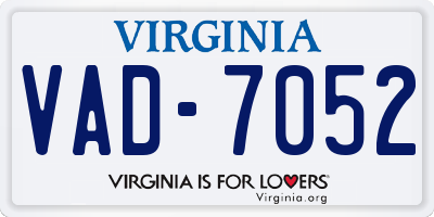 VA license plate VAD7052