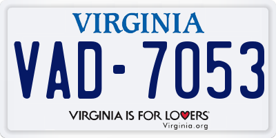 VA license plate VAD7053