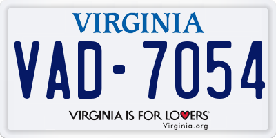 VA license plate VAD7054