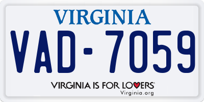 VA license plate VAD7059