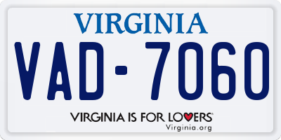 VA license plate VAD7060