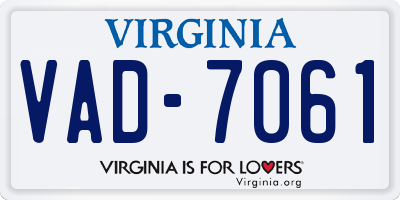 VA license plate VAD7061