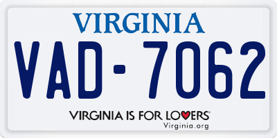 VA license plate VAD7062