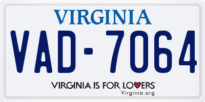 VA license plate VAD7064