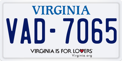 VA license plate VAD7065