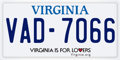 VA license plate VAD7066