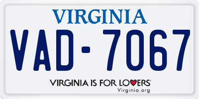 VA license plate VAD7067