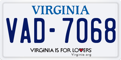 VA license plate VAD7068