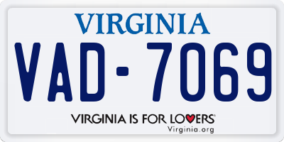 VA license plate VAD7069