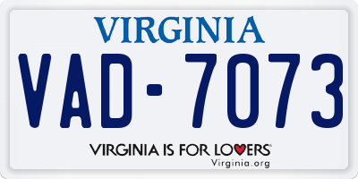 VA license plate VAD7073