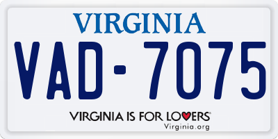 VA license plate VAD7075