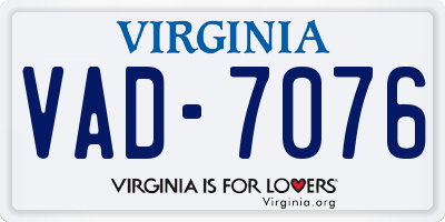 VA license plate VAD7076