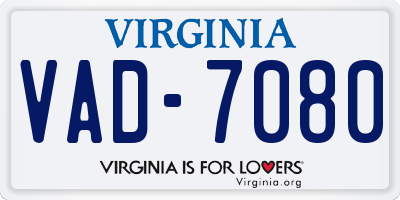 VA license plate VAD7080