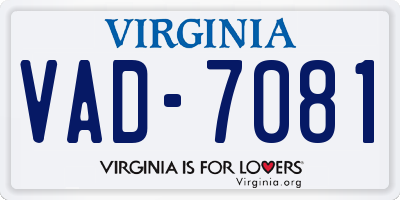 VA license plate VAD7081