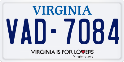 VA license plate VAD7084