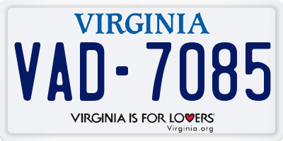 VA license plate VAD7085