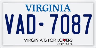 VA license plate VAD7087