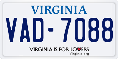 VA license plate VAD7088