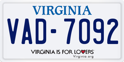 VA license plate VAD7092