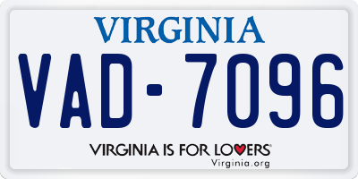 VA license plate VAD7096