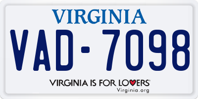 VA license plate VAD7098