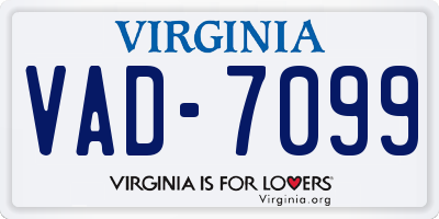 VA license plate VAD7099