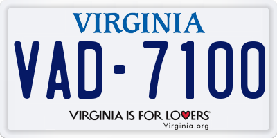 VA license plate VAD7100