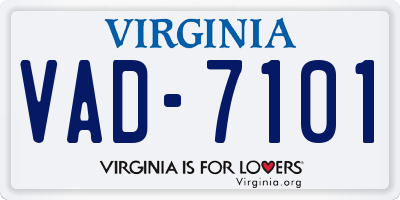 VA license plate VAD7101