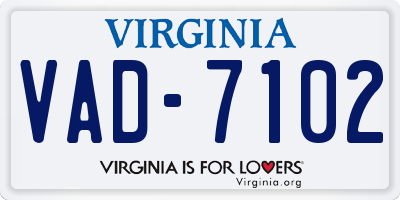 VA license plate VAD7102