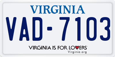 VA license plate VAD7103