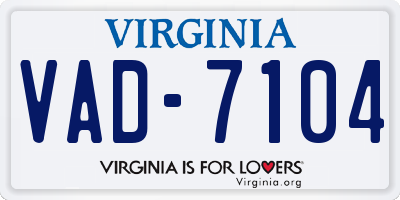 VA license plate VAD7104