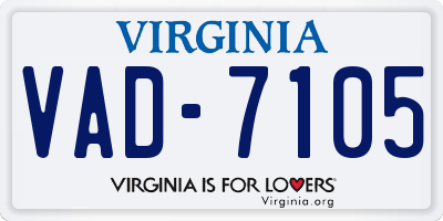 VA license plate VAD7105