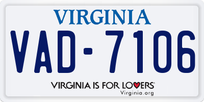 VA license plate VAD7106