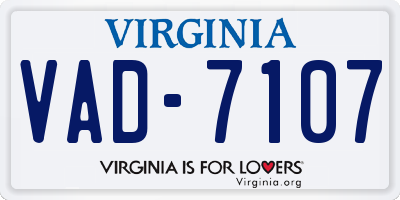 VA license plate VAD7107