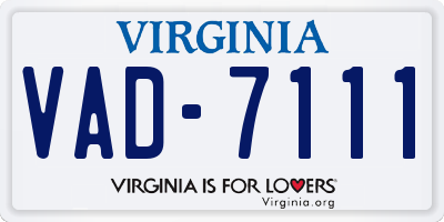 VA license plate VAD7111