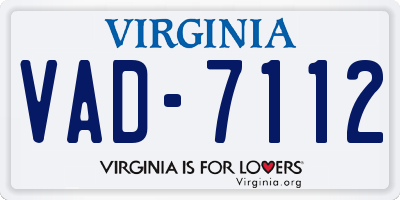 VA license plate VAD7112