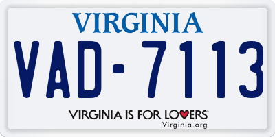 VA license plate VAD7113