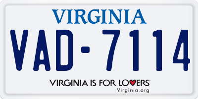 VA license plate VAD7114