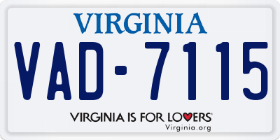 VA license plate VAD7115